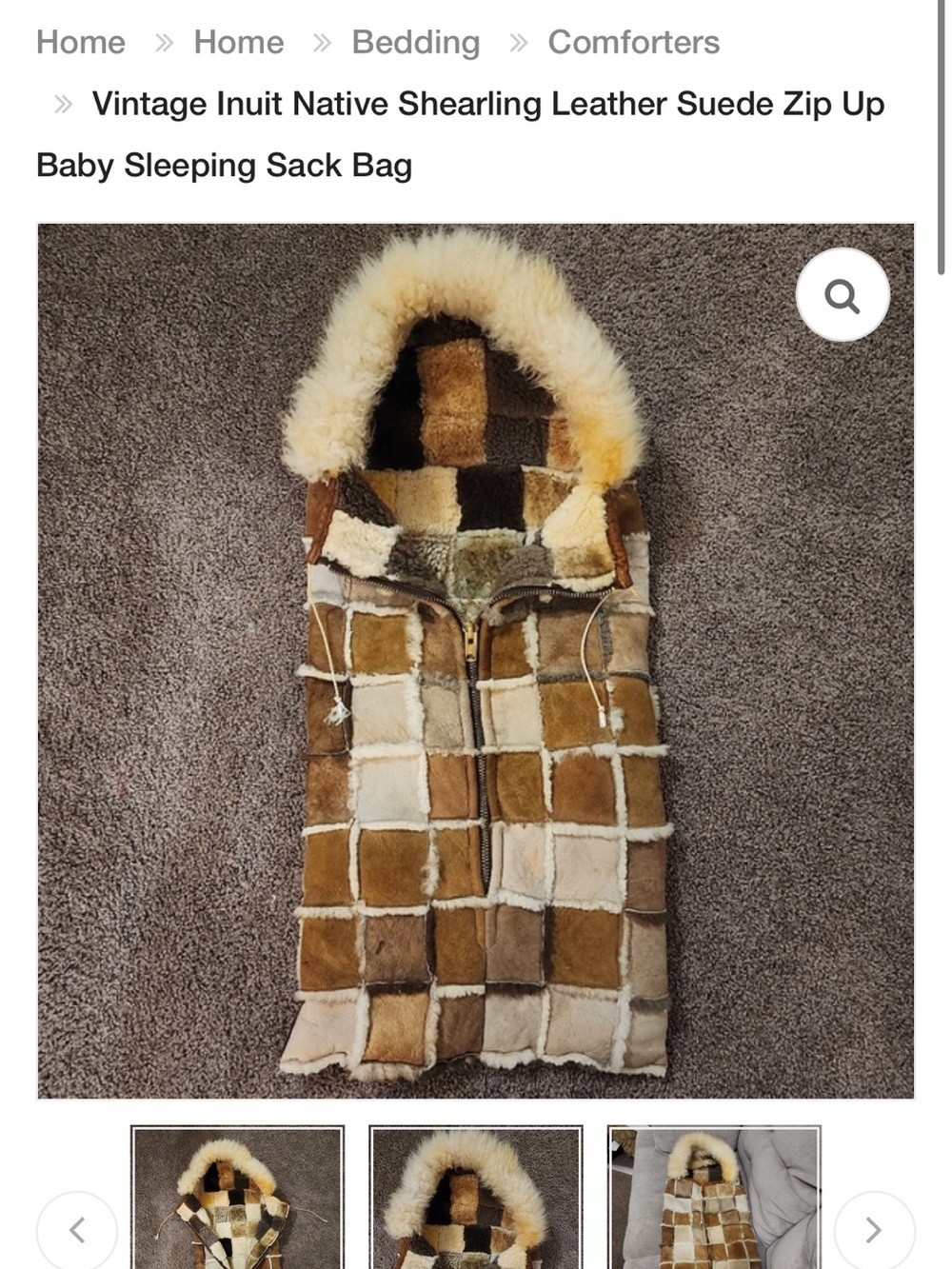 Source Unknown Brown and Cream Patchwork Shearling Baby Sleeping Sack
